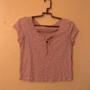 Pink and white flower crop top
